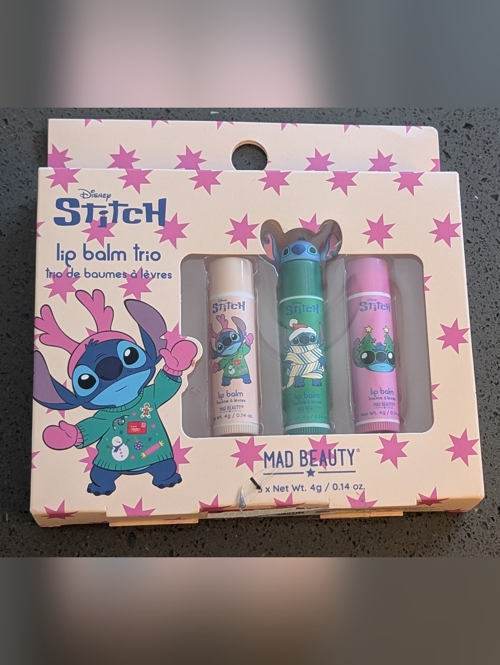 Mad Beauty Disney Stitch Lip Balm Trio - Pink, Green, Cream